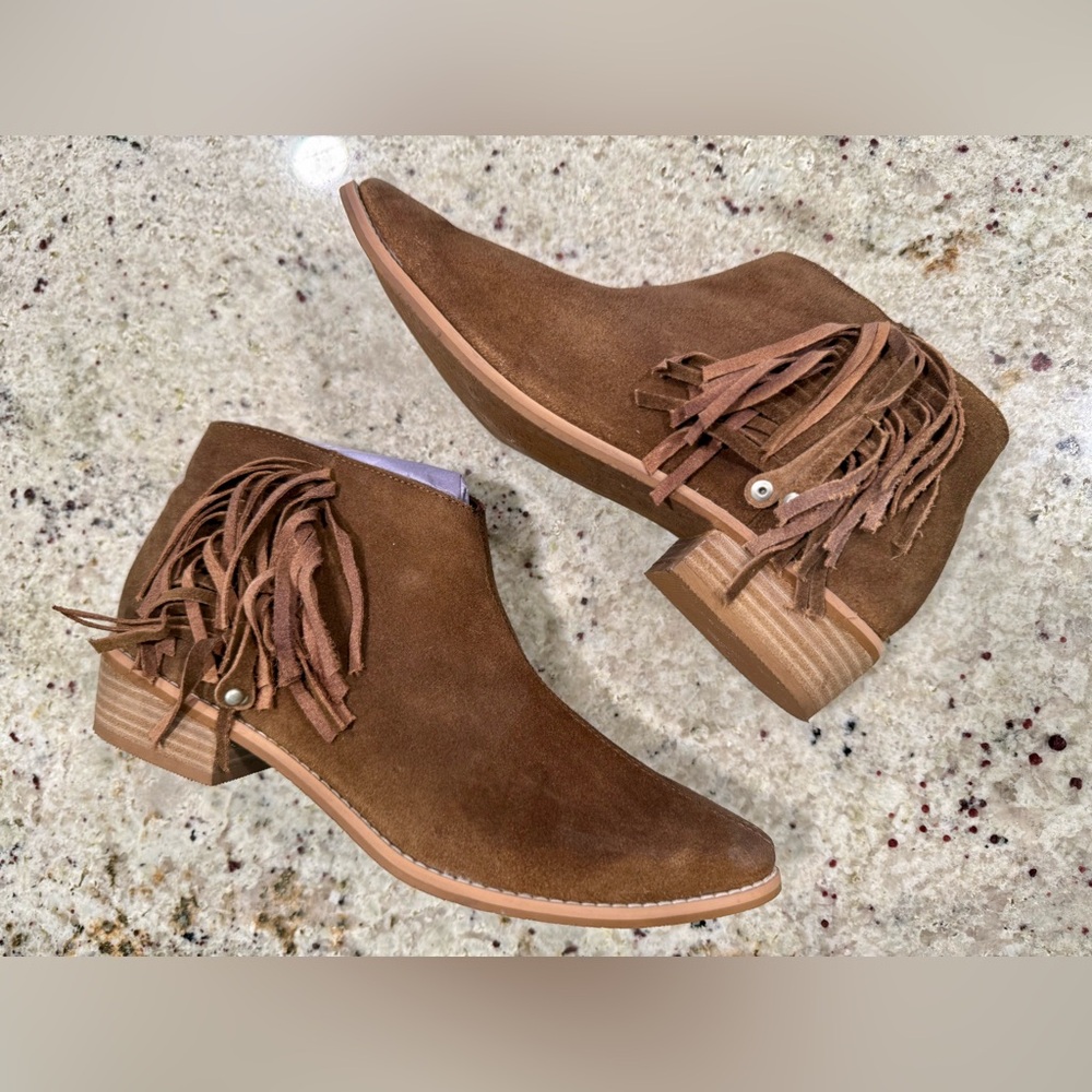 naughty monkey Brown Suede Fringe Ankle Boots “NEW”